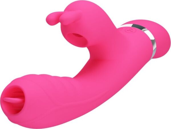 Rabbitvibrator Pretty Love BI-014854 i silikon, med klitorisstimulator som tapper