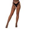Strømper Lace Rhinestone Fishnet Crotchless