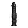 Dildo ALL BLACK 26 CM med kraftige riller