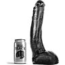 Dildo ALL BLACK 29 CM Kurvet for realistisk opplevelse