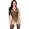 Bodysuit Leg Avenue 89360 med Strømpebelte og Åpen Rygg