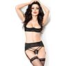 Garter Belt Set Chilirose CR 3796 med åpen BH