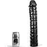 Dildo ALL BLACK 38 CM med ribbet overflate