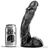 Dildo ALL BLACK 23 CM med medium størrelse og fleksibel kropp