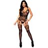 Leg Avenue bodystocking med blomstermønster og strømpeholder