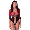 Bodystocking PASSION Black and Red Mesh 3/4 ermer