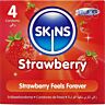 Kondom SKINS Strawberry 4-pakk med ekstra smøring