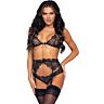 Spicy Lingerie Leg Avenue Shiny Three Pieces Set M