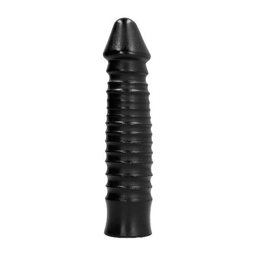Dildo ALL BLACK 26 CM med kraftige riller