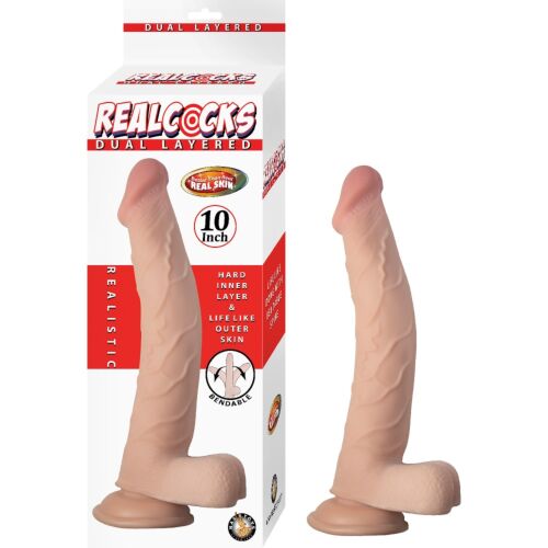 Dildo Nasstoys RealCocks 10 Inch Med Bøybar Kjerne