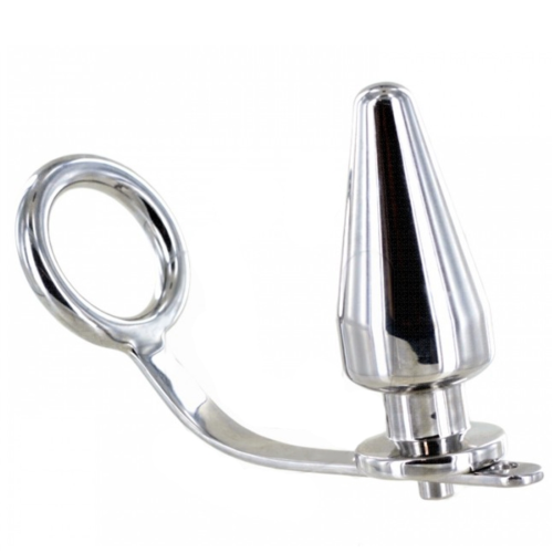 BDSM Anal Plug METAL HARD med ring 45mm