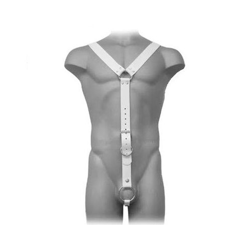 Harnes Men White Leather Body – Justerbar BDSM opplevelse