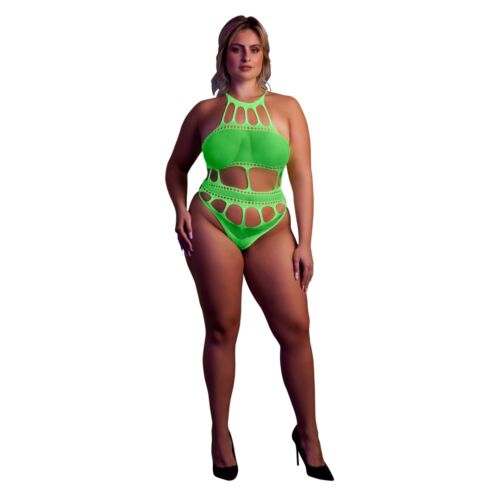 Teddies Shots Toys Cut Out Thong Bodysuit Glød i mørket