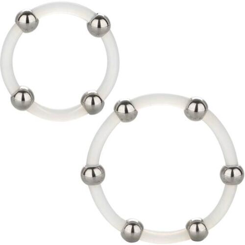 Cock Ring CALEXOTICS Steel Beaded Silicone Ring Set
