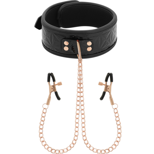 Bondage Halsbånd BEGME BLACK EDITION med nippleklemmer