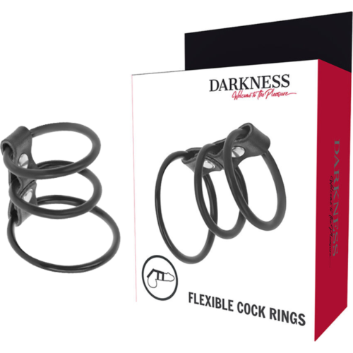 Cockring sett DARKNESS - fleksible penisringer for lengre ereksjoner