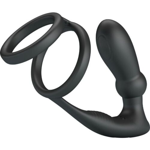 Penisring med analplugg Pretty Love Emoni 12 vibrasjoner