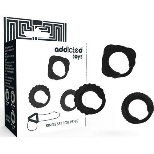 Cockring ADDICTED TOYS C-RING SET BLACK med 3 størrelser