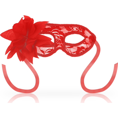 Venetiansk Maske OHMAMA med blonder og rød blomst