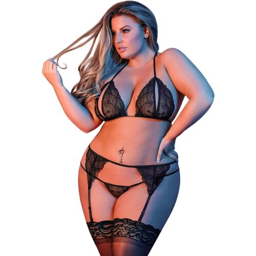 Lingeri BRA GARTER & G-SET BLACK L/XL med sexy design