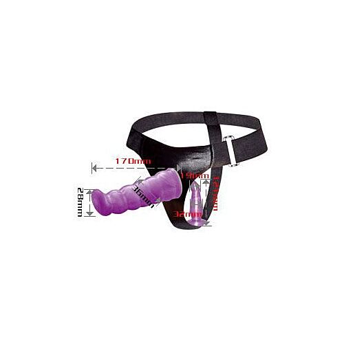Arnés BAILE LILAC med dobbel dildo for kvinner