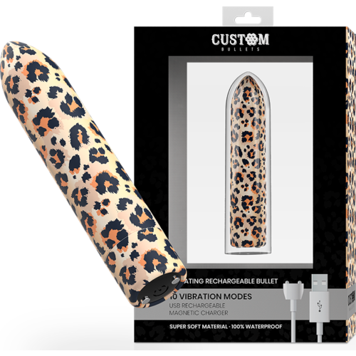 Vibrador CUSTOM BULLETS Leopard Magnetic 10 Moduser