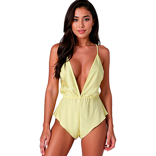 Bodysuit PASSION WOMAN TEDDIES SENSIE med dyp V-hals