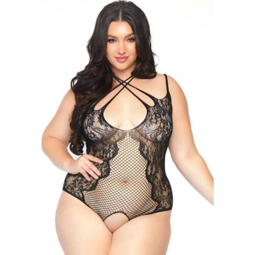 Bodysuit Leg Avenue Crotchless Teddy 1X-2X