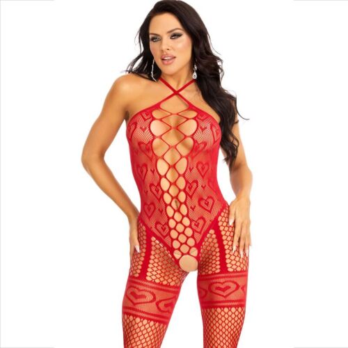Bodystocking Leg Avenue Halter Neck med hjerter