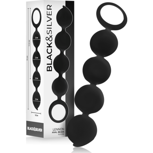 Analperler BLACK&SILVER Lennon med 4 silikonperler