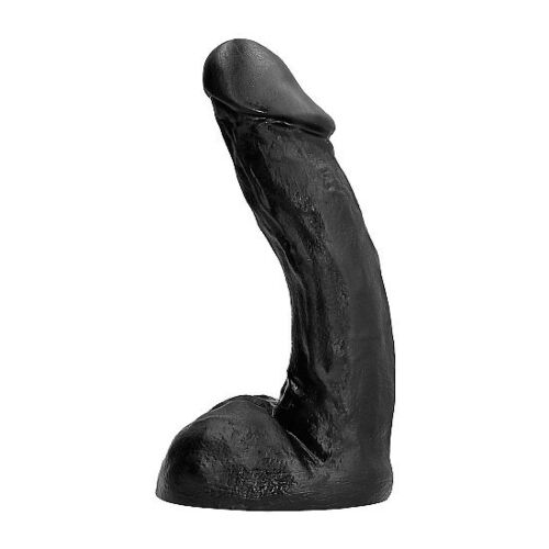 Dildo ALL BLACK 28 CM med bøyd design for G-punktet