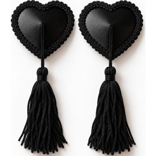CHILIROSE ACCESORIES CR 4897 hjerteformede brystvorteskjulere med svarte dusker