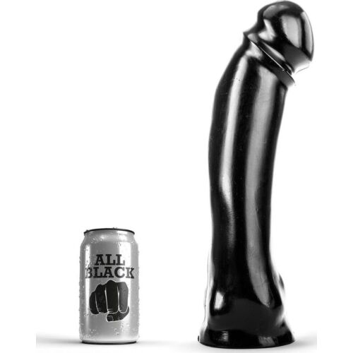 Dildo ALL BLACK 33 CM lang og solid