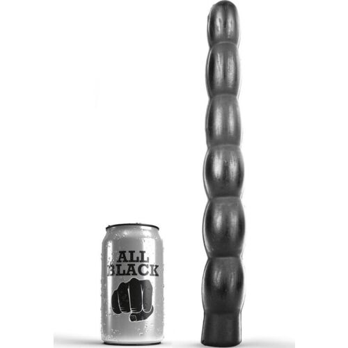 Dildo All Black 32 cm med bølget design