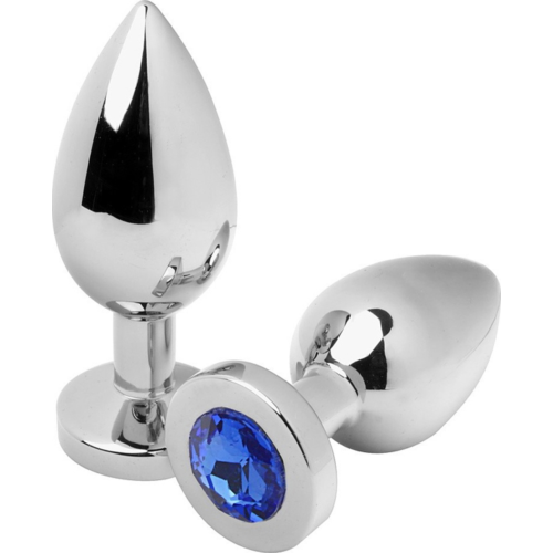 Anal Plug METAL HARD Diamond Blue Medium 7.62CM
