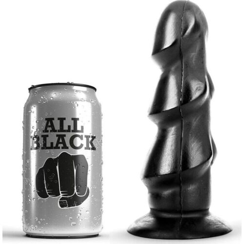 Dildo ALL BLACK 17 cm med tre humper