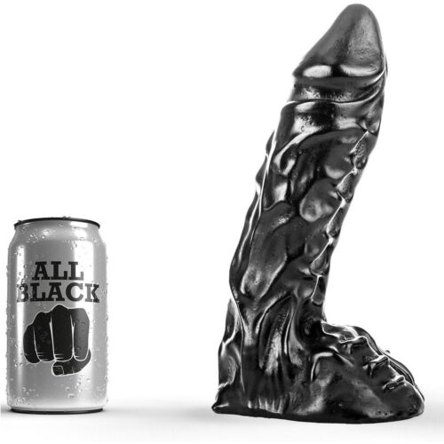 Dildo ALL BLACK 23 CM med naturlige årer