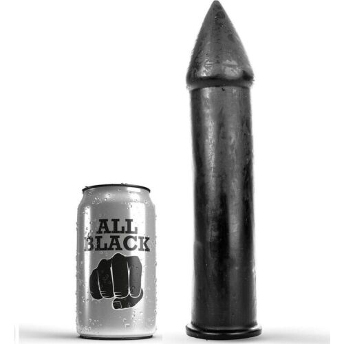 Dildo ALL BLACK 24 CM med myk tekstur