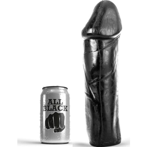 Dildo ALL BLACK 28 CM uten testikler