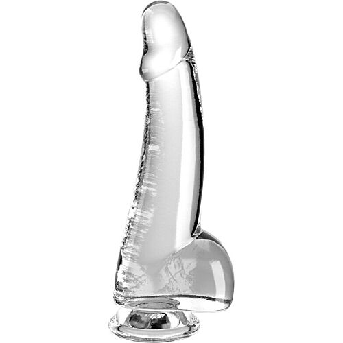 Dildo King Cock Clear 15.2 cm med testikler