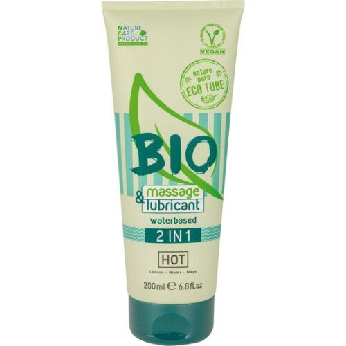 Lubrikant HOT BIO MASSAGE 2 i 1 200 ml med naturlig fuktighet
