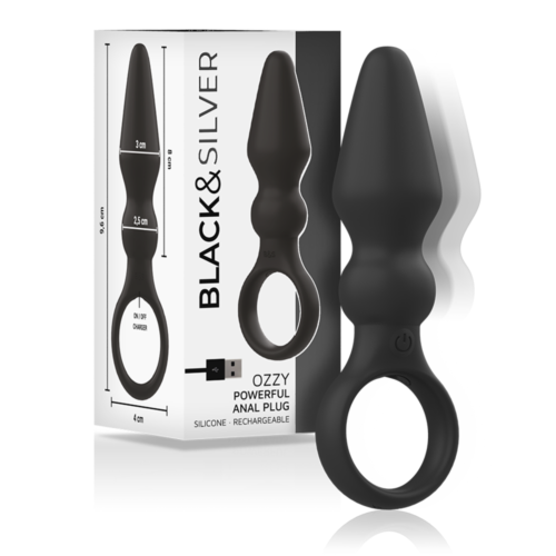 Anal Plug BLACK&SILVER OZZY med vibrasjon