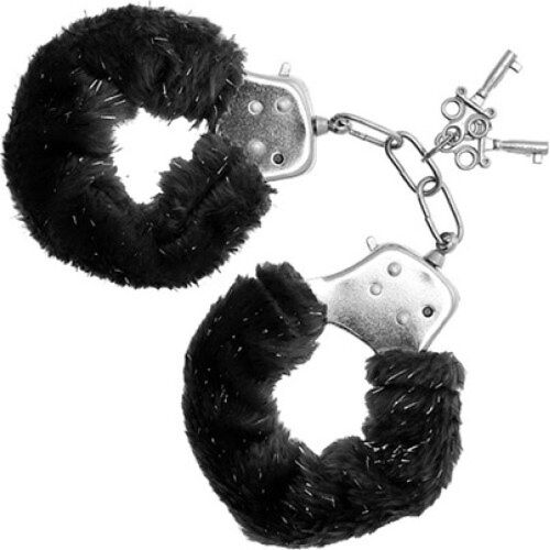 Håndjern S Pleasures Furry Cuffs Black med myk plysj