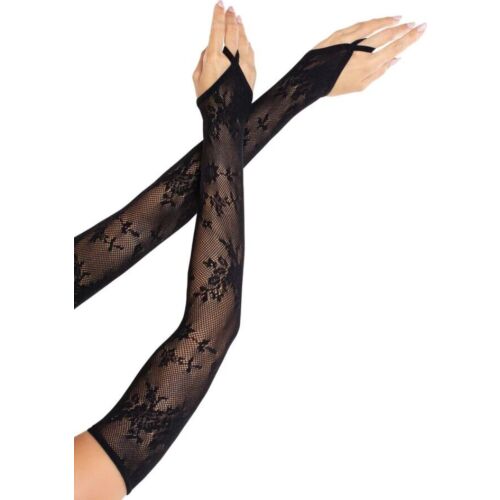 Lingerie hansker LEG AVENUE Extra Lange med blomstermønster