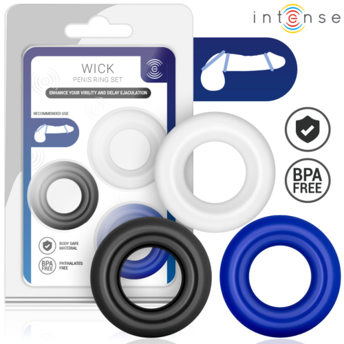 Annet INTENSE WICK SET OF 3 PENISRINGER med ergonomisk design