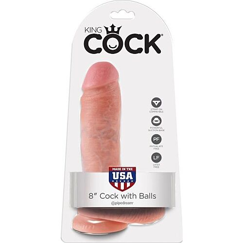 Dildo KING COCK 8 med sugekopp og realistisk følelse