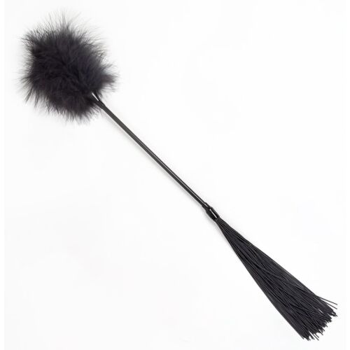BDSM pisk SECRETPLAY DUSTER + BLACK WHIP med fjær