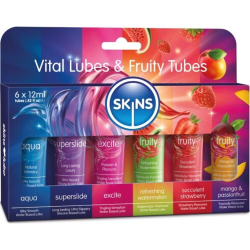 Lubrikantsett SKINS VITAL & FRUITY 6 x 12 ML