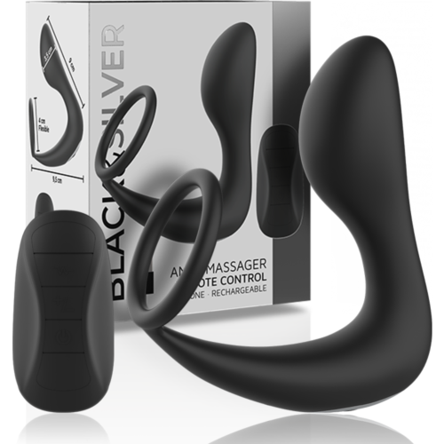 Anal massør BLACK&SILVER med fjernkontroll og doble motorer