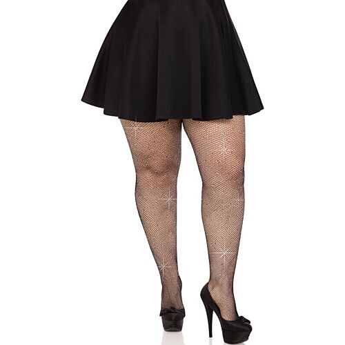 Strømpebukser Leg Avenue Crystalized Mesh Plus Size